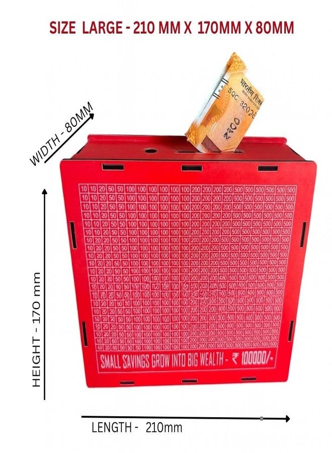 PARTISH Money Saving Box with Tracker,Cash Saving Challenge Box with Money Target for Adults Kids, Piggy Bank for Boys and Girls (Red) - Image 4